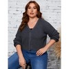 Women's Plus Size Cropped Cardigan Long Sleeve V-Neck Outerwear Button Down Knit Sweater - 3 of 4