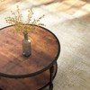 Round Coffee Table for Living Room,  2-Tier Wood Circle Coffee Table with Sturdy Roman Column Metal Legs,Rustic Center Table with Storage Shelf - 4 of 4
