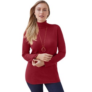 Jessica London Women's Plus Size Cotton Cashmere Turtleneck - 1 of 4