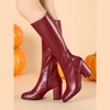 Allegra K Women's Halloween Round Toe Side Zip Block Heels Knee High Boots - 2 of 4