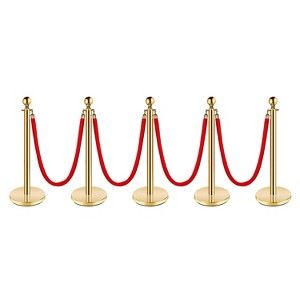 Stanchion Post with Velvet Rope, VIP Stanchion Queue Pole Barrier Posts, Red Carpet Stanchion Set - 1 of 4