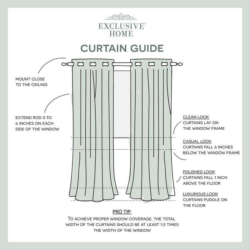 Oakdale Textured Linen Motif Grommet Top Window Curtain Panel Pair Exclusive Home, 6 of 10