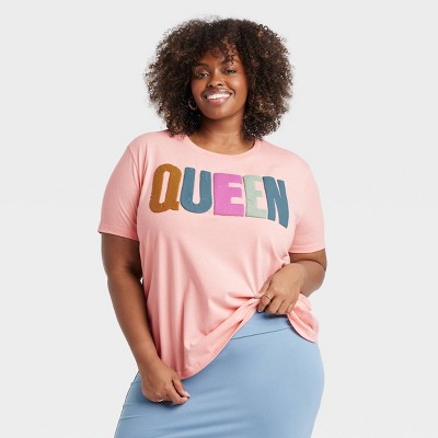 Black History Month Women's Legendary Rootz Queen Graphic T-Shirt - Pink 2X