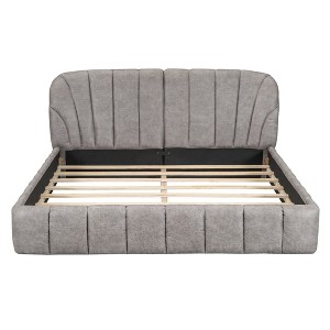 HomeRoots Gray Tufted Upholstered Queen Bed Frame - 1 of 4