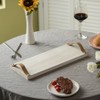 Vintiquewise Decorative Natural Wooden Rectangular Tray Serving Board with Brown Leather Handles - image 3 of 4