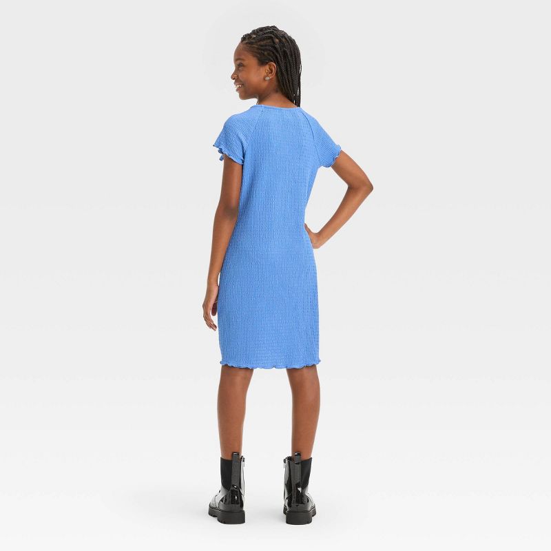 Girls' Short Sleeve Knit Cinch Neck Dress - art class™, 3 of 5