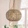 14" 1-Light Isla Farmhouse Coastal Rattan LED Pendant Brown - JONATHAN Y: UL Listed, Adjustable Height, Metal Body - image 2 of 4