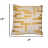 24" Red and Ivory Geometric Cotton Blend Throw Pillow With Embroidery - 3 of 4