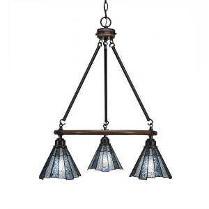Toltec Lighting Blacksmith 3 - Light Chandelier in  Painted Wood/Dark Granite with 7" Sea Ice Art Glass Shade - 1 of 1