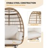 Oversize 360°Swivel Egg Chair Patio Rattan Egg Basket Lounge Chair, Steel Frame Stand and 4 Cushions for Patio, Porch,Living Room - 4 of 4