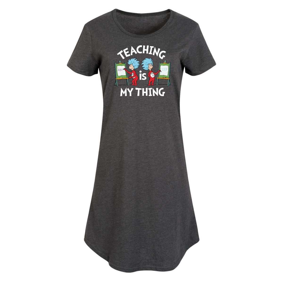 Women's - Dr. Seuss - Teaching Is My Thing Graphic T-shirt Dress - thumbnail 7