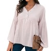 Anna-Kaci Women's Long Sleeve Button Front Peasant Top with Gathered Waist and Flowy Fit - 3 of 4