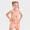 Toddler Girls' 2pc Bluey Lemon Gauze Tank Top and Shorts Set - Orange - 3 of 4