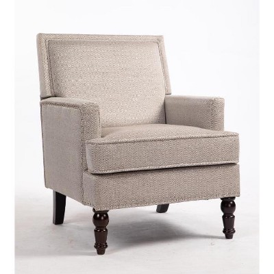 CIPACHO Upholstered Accent Chair, Vintage Armchair with Blue and White Striped Linen Fabric and Nailhead Trim for Living Room