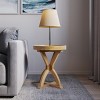 Side Table - Mango Wood Pedestal Table for Couch, Loveseat, Entryway, or Bed - Farmhouse Living Room Furniture by Lavish Home (Natural) - 3 of 4