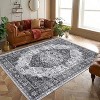 Vintage Floral Distressed Washable Rug - Soft, Stain-Resistant Low Pile Carpet with Non-Slip Backing for Bedroom, Living Room & Office - 3 of 4