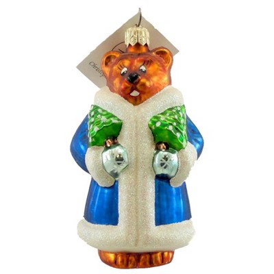 Christopher Radko Beary Chic Blue Ornament Teddy Christmas  -  Tree Ornaments