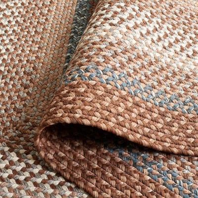 Handwoven Reversible Easy-Care Synthetic Square Rug in Blue and Brown