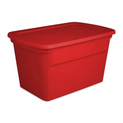 Sterilite 30 Gallon Durable Stacking Seasonal Storage Tote, Red