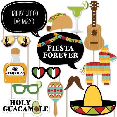 Big Dot of Happiness Cinco de Mayo - Mexican Fiesta Photo Booth Props Kit - 20 Count