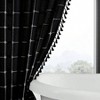Black Boho Farmhouse Shower Curtain with Tassels, Rustic Cottagecore Aesthetic, Thick Waffle Textured Fabric, 72x72 Inch - 4 of 4