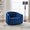 40.35"W Oversized Velvet 360° Swivel Accent Barrel Chair with 3 Pillows, Pumpkin-Shape Club Armchair for Living Room, Office - ModernLuxe - 4 of 4