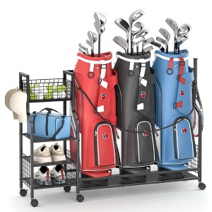 MOEPISY Golf Bag Storage Rack for Garage with Wheels, Organizer for Golf Bag and Equipment Accessories - 1 of 4