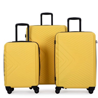 YONWAY Hardside Luggage Sets, 3 pcs Spinner Suitcase, ABS Lightweight Suitcase with Two Hooks, Spinner Wheels, with TSA Lock Lightweight
