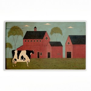 Stupell Industries Nellies Barn Cow Printed Plush Bath Mat And Bath Rug, Design By Warren Kimble, 18"X30" - 1 of 4