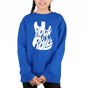 LA Pop Art Rock And Roll Guitar - Girl's Word Art Crewneck Sweatshirt - 1 of 4