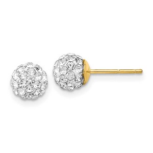 Black Bow Jewelry 6mm Crystal Ball Earrings with a 14k Yellow Gold Post - 1 of 4