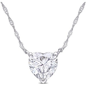 EVERLY JEWELRY  |   10K White Gold 2 CT DEW Created Moissanite-White Pendant With Chain - 1 of 3