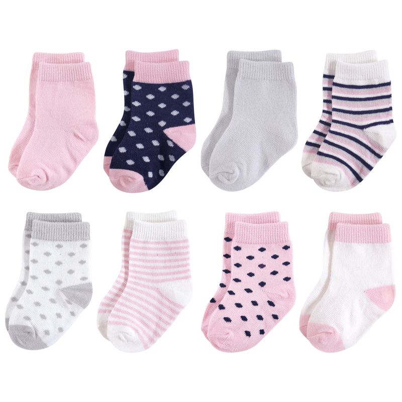 Touched by Nature Baby Girl Organic Cotton Socks, Navy Lt. Pink, 1 of 11