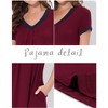 cheibear Women's Soft V-Neck Summer Pajama Lounge Dress with Pockets Nightgowns - 4 of 4