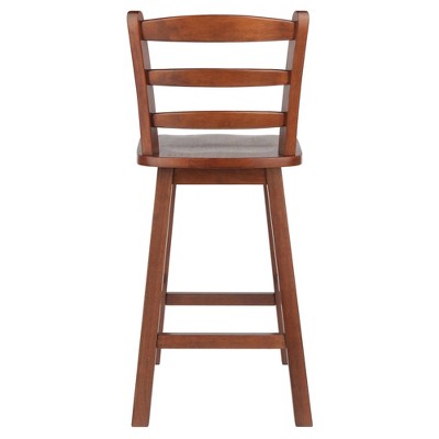 Scalera 24" Walnut Wood Swivel Counter Stool