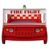 Twin Size Fire Truck Bed, Little Heroes Floor Bed Frame, LED Headlight, No Box Spring-- Frevyn - 4 of 4