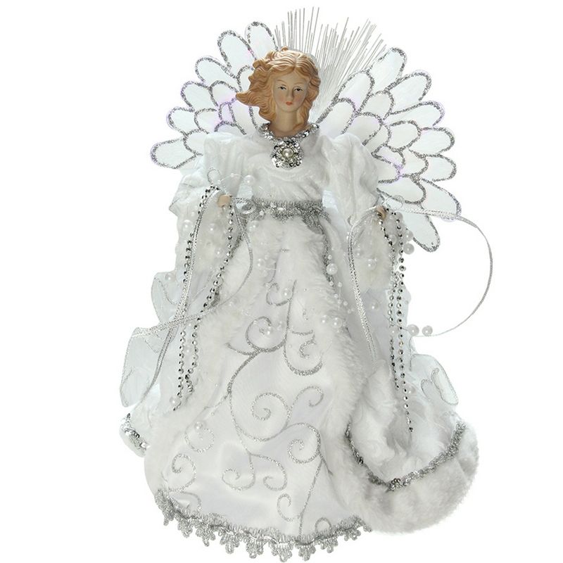Northlight 16" Lighted White Gown Angel Christmas Tree Topper - Clear Lights, 1 of 3