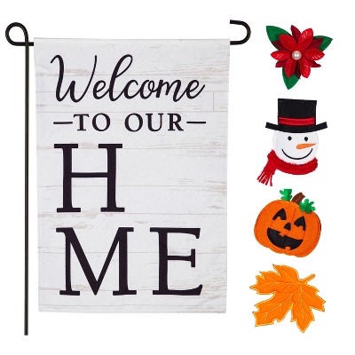 Evergreen Welcome to Our Home Interchangeable Icon Garden Linen Flag