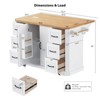 LOVSON 56'' Rubberwood Veneer Collapsible Kitchen Island with Electrical Outlet, 6 Drawer Rolling Kitchen Cart for Kitchen, Dining Room, White - 3 of 4
