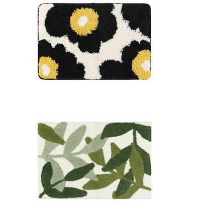 REGALWOVEN Soft Plush Reversible Non-Slip Extra Thick Microfiber Quick Dry Bath Mats 2 Pcs