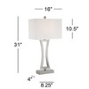 360 Lighting Roxie Modern Table Lamps 31" Tall Set of 2 Brushed Nickel Metal Off White Fabric Rectangular Shade for Bedroom Living Room Bedside Office - 4 of 4