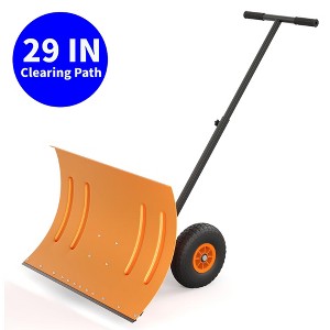 GustoWave Snow Shovel for Driveway, 29" Heavy Duty Snow Removal Tool with Wheels - 1 of 4