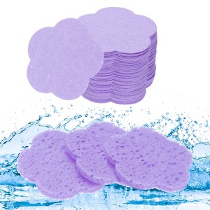 Unique Bargains Daily Skincare Home Travel Compressed Flower Shape Facial Sponges 2.4" 60 Pcs - 1 of 4