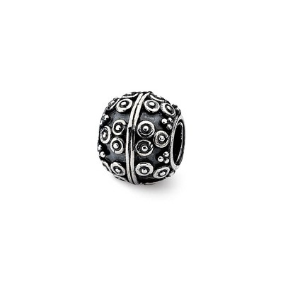 Black Bow Jewelry Sterling Silver Antiqued Artisan Bullseye Circle Design Bead Charm