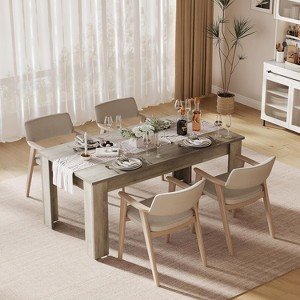 63" Farmhouse Dining Table for 4-6, Rustic Kitchen Table, Rectangular, Wood Dining Table, for Dining Room, Kitchen, (Thickened Tabletop), Grey - 1 of 4