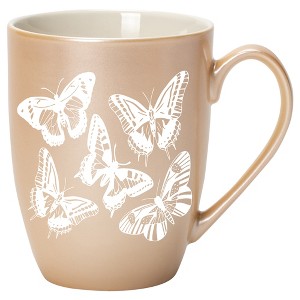 Elanze Designs Butterflies Pearlescent Sand 10 ounce New Bone China Coffee Cup Mug - 1 of 1