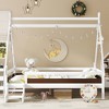 TIRAMISUBEST Twin/Full Size House Platform Bed with 2-Step Stairs, Kids Open Tent Bed with A Triangular Prism Frame - 3 of 4