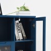 GlasFlength Decorative Storage Cabinets Modern Glass Door Cabinet with Adjustable Shelves for Living Room Bedroom, Blue, 25.6"*11.8"*39.4" - 4 of 4
