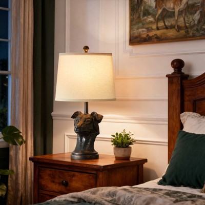 GTCLIGHTING Mid Century Table Lamp for Bedroom,24.25" Black Dog Head Design Bedside Lamp for Living Room Nightstand Office