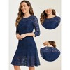 Allegra K Women's Elegant 3/4 Sleeves Ruffles Bodycon Fishtail Lace Midi Dress - 2 of 4